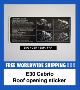 Instrucciones de apertura de techo para BMW E30 descapotable 4 idiomas semi/convertible completo - Imagen 1 de 7