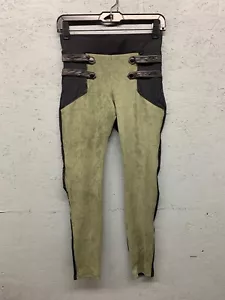 Bebe Clara Strapped Leggings Women’s Small Olive Green Black Moto Pants - Picture 1 of 10