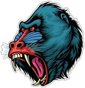 Mandrill Baboon Face Monkey Ape Car Bumper Window Sticker Decal 4.6" - Picture 1 of 1