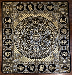 Woven Mexican Blanket Aztec Mayan Calender Lightweight Bedspread Tapestry 78x88 - Picture 1 of 6