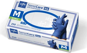 Medline Sensicare Ice Blue Nitrile Exam Gloves, 250 Count, Medium, Powder Free, - Picture 1 of 12