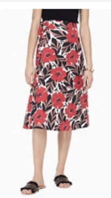 Saia Kate Spade mistura de linho papoula campo envoltório tamanho 12 - Imagem 1 de 4