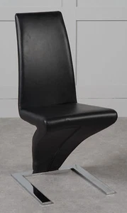 Zed Black Leather Dining Chairs | High Back Leather and Chrome Dining Chairs