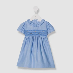 $250 Mariella Ferrari Kid's Girl's Blue Linen Floral Embroidered Dress Size 6 - Picture 1 of 4