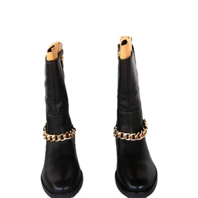 Vince Camuto Keshilla Chain-Link LEATHER Moto Boots in Black, Size 6.5 M - NIB - Image 1 of 4