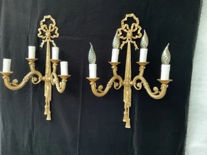Large pair of Vintage Wall Lights Sconces 60 Cm Tall - Picture 1 of 7