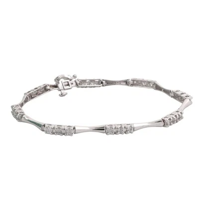 Pulseira estação de ligação barra de diamante 1,00 TW ouro branco 14K 7" feminina Estate - Imagem 1 de 4