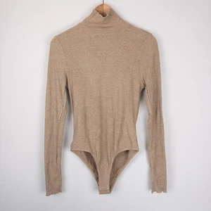 Intimately Free People Bodysuit Womens Large Beige Turtleneck Layer Ribbed New - Picture 1 of 10