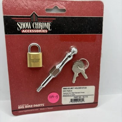 Show Chrome Accessories 6mm Helmet Holder Stud with Padlock 15-113 - Image 1 of 3
