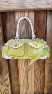 Rare Limited Coach twill satchel legacy Yellow /Lime vintage Y2K Shoulder Bag - Picture 1 of 7