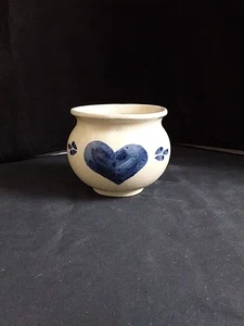 Vintage Handcrafted stoneware pottery Blue/Beige crock jar - Picture 1 of 4