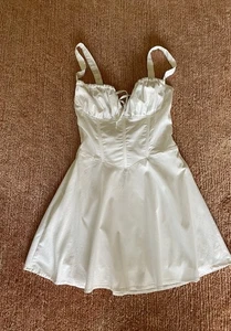 White Corset Style Mini Dress Sleeveless Fit Flare Size S - Picture 1 of 10