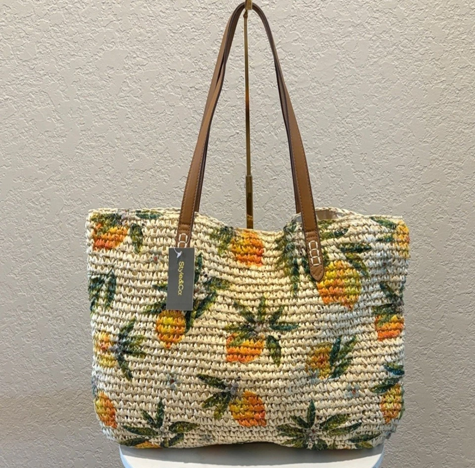 Bolsa tote Style & Co palha limão (nova com etiquetas) super fofa frete grátis - Imagem 1 de 1