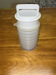 Vintage TUPPERWARE HAMBURGER PATTY PRESSE Kragen 8 Halter 4" klein 1 Deckel #882 - Bild 1 von 13