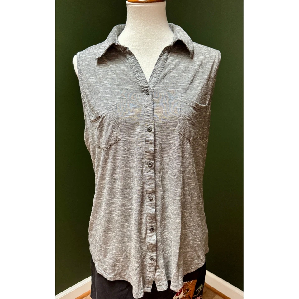 Y2K выцветший славы без рукавов рубашка с воротником верхний женский размер XL - Изображение 1 из 4