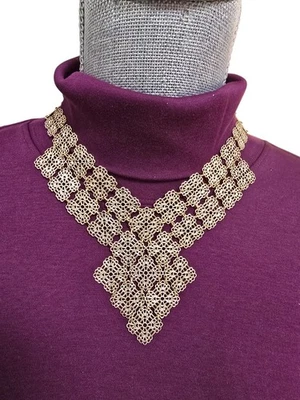 Collar Anthropologie Para Mujer Metal Dorado Oscuro Bromfield Babero Declaración Nuevo Con Etiquetas Foto 1 de 4