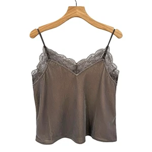 Gap Y2K 90's Style Recycled Velvet Lace Trim V-Neck Cami Tank in Plymouth Rock S - Picture 1 of 12