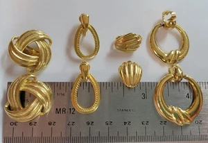 Lot (4 Pairs) Of Vintage Sarah Coventry Gold-Tone Clip Earrings - Picture 1 of 10