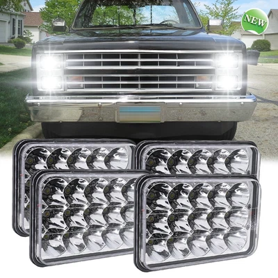 4PC FOR GMC C4500 C5500 Topkick 2003-09 DOT 4x6" LED Headlights Hi/Lo Beam H4 - Image 1 of 4