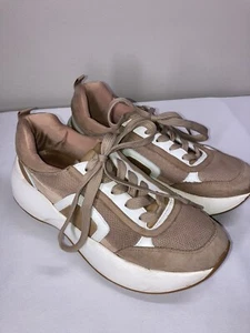 Uterque Trainers Women 7 Platform Leather Trim Excellent EU 38 - Picture 1 of 12