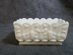 Westmoreland Milk Glass Planter, Paneled Grape, 4 3/4 x 8 3/4 - Picture 1 of 7