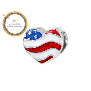 USA Flag Heart Bead Charm, Usa Heart Charm, Heart Charm - Picture 1 of 7