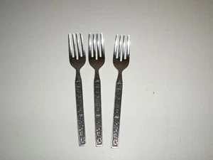 Lot Of 3 LaCosta Stainless Stanley Rogers Japan Salad Forks Black Leaf Pattern - Picture 1 of 5