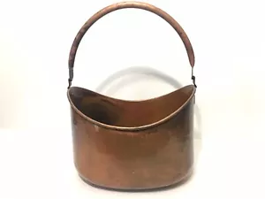 Vintage Large Aged Copper Riveted Shaped Art Basket 15" x 12" - Picture 1 of 5