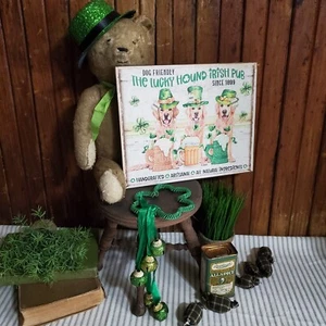 PRIMITIVO LETRERO DE BAR PUB IRLANDÉS ESTILO VICTORIANO VINTAGE DE SAN PATRICK'S DAY LUCKY DOG - Imagen 1 de 13