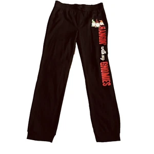 Holiday Hangin With My Gnomies Lounge Sweat Pants XL Juniors Black - Picture 1 of 8