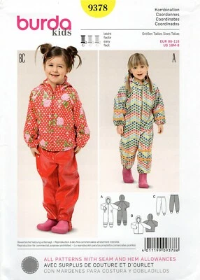 Burda 9378 Overalls, Anorak Jacket, Stirrup Pants, Snowsuit Sz 18M-6 Pattern - Image 1 of 4