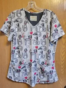 Gray Veterinary Staff Scrub Top By Skechers Sz Med. Excellent Condtn - Picture 1 of 7