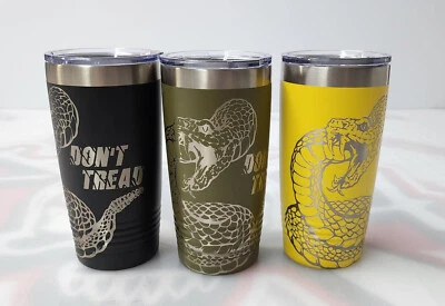 FATAL ATTRACTIONZ/POLAR CAMEL DON'T TREAD Rattlesnake 20 oz Tumbler Laser Engraved hot cold stainless cup
