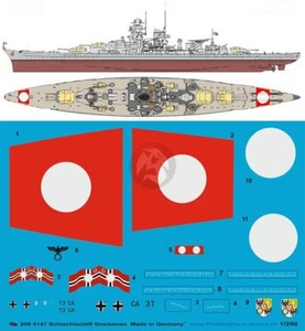 Peddinghaus 1/200 Gneisenau acorazado alemán marcas de la Segunda Guerra Mundial (con plano flotante) 4147 - Imagen 1 de 1
