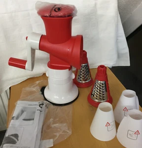 Tupperware Profi-Chef Drehwerk, raspeln/reiben/hobeln. rot/weiß + Anleitung NEU - Bild 1 von 5