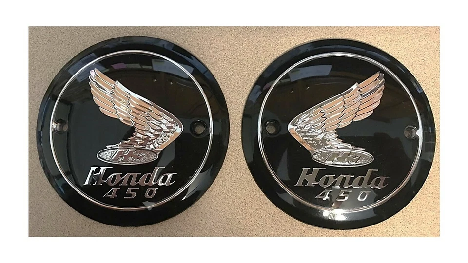 New 1965-1968 Honda CB450 KO Black Bomber Gas Tank Badge Emblems as NOS... - Image 1 of 1