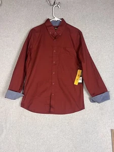 Camicia Lee uomo media rosso marrone morbido cotone maniche lunghe camicia abbottonata - Foto 1 di 10