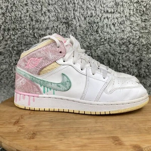 Nike Air Jordan 1 Mid SE Sneakers GS Paint Drip Ice Cream Size 6 Y DD1666-100 - Picture 1 of 10