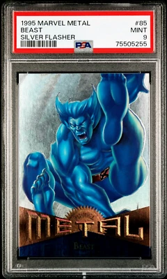 Fleer Marvel 1995 Metal Silver Flasher #85 Beast PSA 9 *Solo 3 calificados más altos* Foto 1 de 3