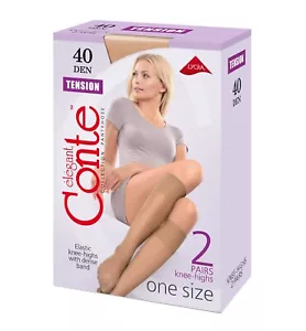 CONTE TENSION 40 Den | Calcetines clásicos elegantes elásticos transparentes hasta la rodilla 2 pares - Imagen 1 de 6