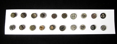 Lot of 20 Different Antique Steel Cut Buttons : 14mm Cover