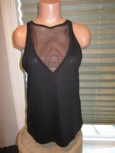 Victoria's Secret Sport Sleeveless Black Mesh V-Neck Tank top Tunic Shirt S NEW - Picture 1 of 1