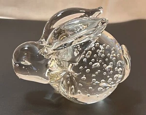 Glass Company Bunny Rabbit Paperweight with Controlled Bubble Pattern - Picture 1 of 9