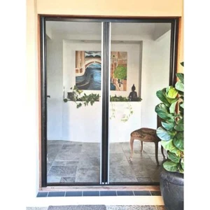 DIY Retractable Black Fly Screens Aluminium Fibreglass Door Magnetic Bug Netting - Picture 1 of 6