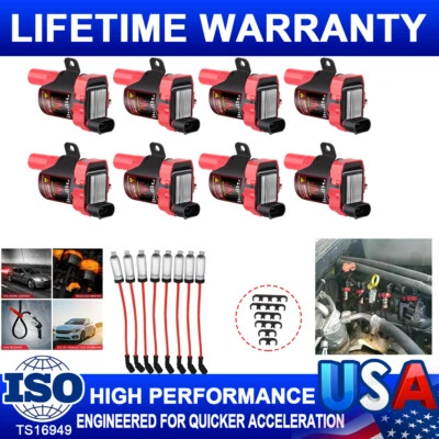 8 Round Ignition Coils for Chevy Silverado 1500 2500 GMC LS 5.3/6.0L/4.8L Engine - Image 1 of 4