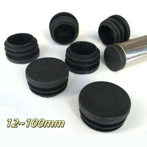 Round Plastic Black Blanking End Cap Caps Tube Pipe Inserts Plug Bung 12~100mm - Picture 1 of 12