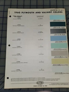 1960 Plymouth Dupont Color Chip Brochure - Foto 1 di 1
