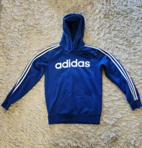 Adidas Hoodie Blue Big Spell Out Sweater Pullover Casual Gym Size S - Picture 1 of 3