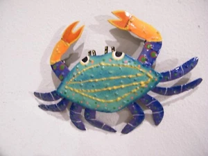 8" COLORFUL METAL CRAB WALL HANG DECOR, PATIO, POOL,ETC - Picture 1 of 3