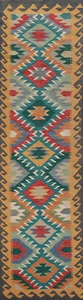 Kilim Kelim Handmade Runner Rugs Flatweave Vibrant Geometric Wool Carpet 3x13 ft - Picture 1 of 13